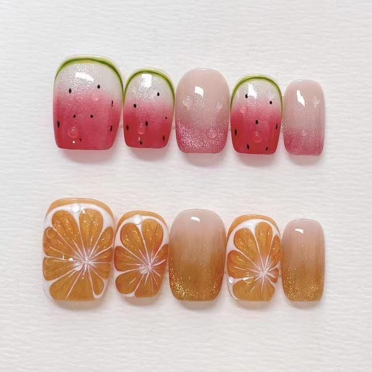 Ocean Blue Cat Eye White Floral Customized Press on Nails, Hand Painted Fake Nails, Colorful Nails, Artist Faux Nails, Reusable Premium Nail