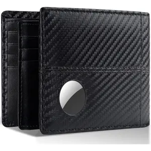AirTag Wallet Mens RFID Blocking Genuine Bifold Leather Wallets for air tag Men's Wallet with 1 ID Window 15 Card Slots (Airtag Not included)
