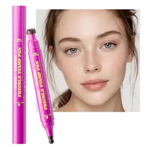 Freckle Stamp Pen Dual-Ended–Soft Sponge Stamp & Precision Tip for Realistic Faux Freckles Makeup–Waterproof Long-Lasting Freckle Marker for Natural or Bold Looks(Soft Warm Brown01)