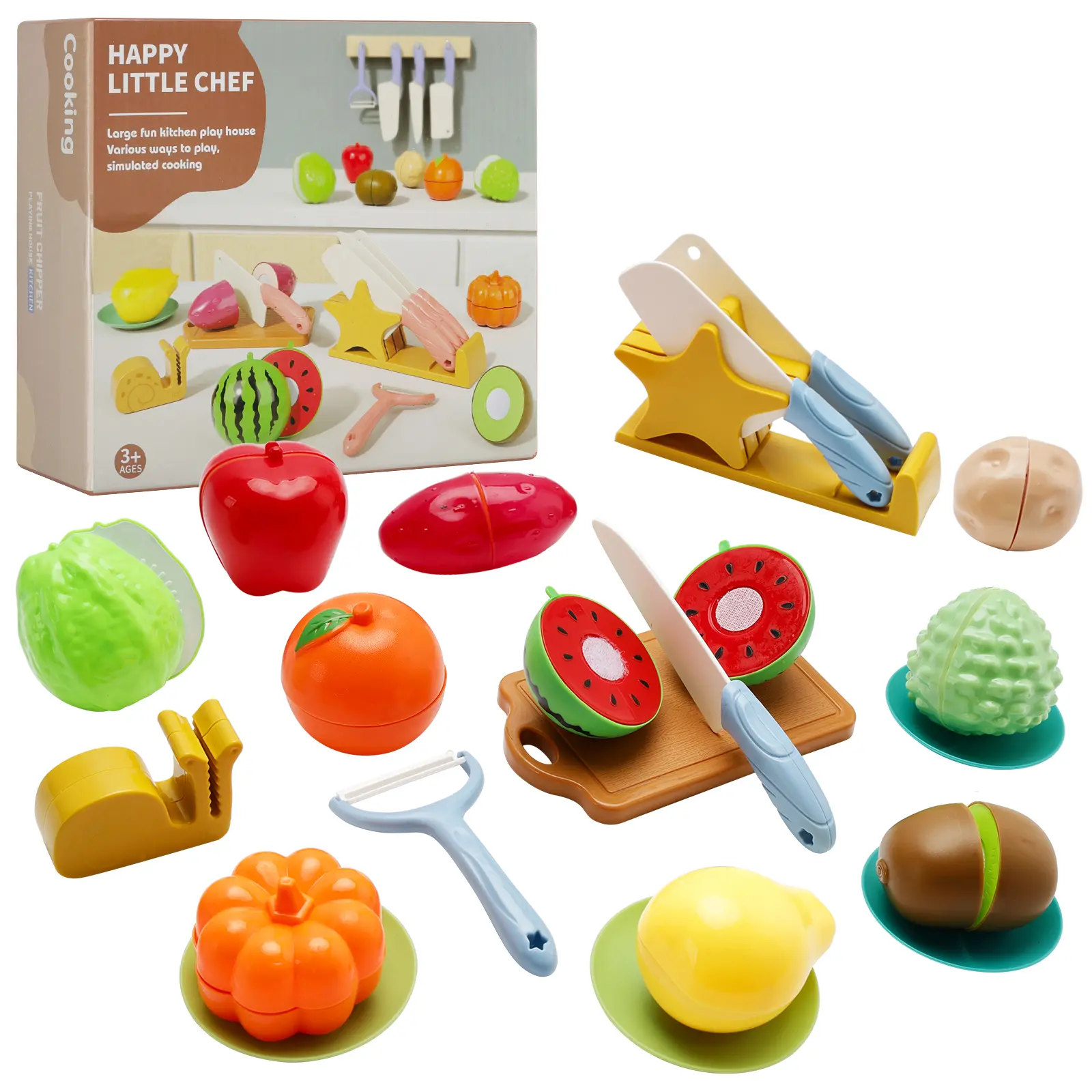 21Pcs Cutting Play Food Pretend Food Fake Food Vegetable Fruits Toys Set For Kid