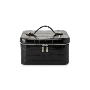 ETOILE COLLECTIVE Vanity Case in Noir Croc