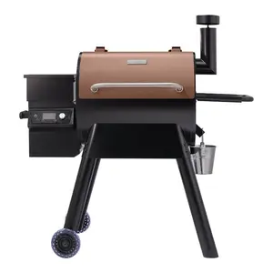 Wood Pellet Grill Smoker, 8 in 1 BBQ Grills for Outdoor Cooking, 575 Sq Inch Cook Area Electric Grill and Smoker, with LCD Screen Controller, Meat Probe, 500 Fahrenheit Max Temperature, Black