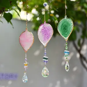 Magic Resin Leaf Crystal Suncatcher, Rainbow Maker Window Hanging, 7-Color Bead Prism Pendant, Aesthetic Room Decor, Unique Gift