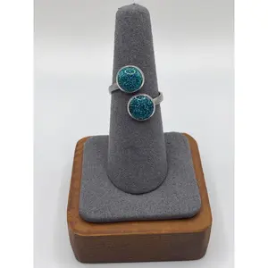 Twin Cuff Ring-Teal Sparkle