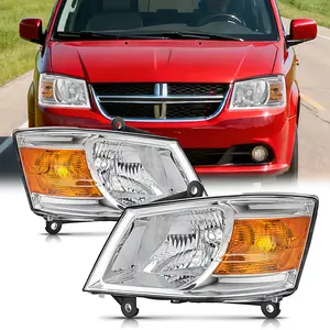 Nilight Headlight Assembly for 2008 2009 2010 Dodge Grand Caravan Replacement Headlamp Chrome Housing Amber Reflector Driver and Passenger Side