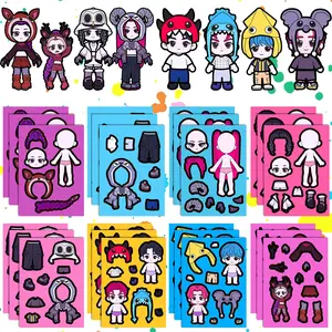 Q-Style 99 Nights in the Forest Doll DIY Dress-Up Stickers, 24 Pcs Versatile Make-A-Face & Craft Decals for Kids