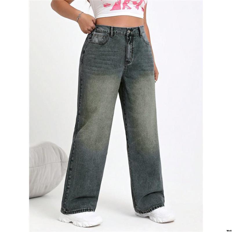 Wear daily suitable for jeans, straight, casual, large size EZwear SHEIN