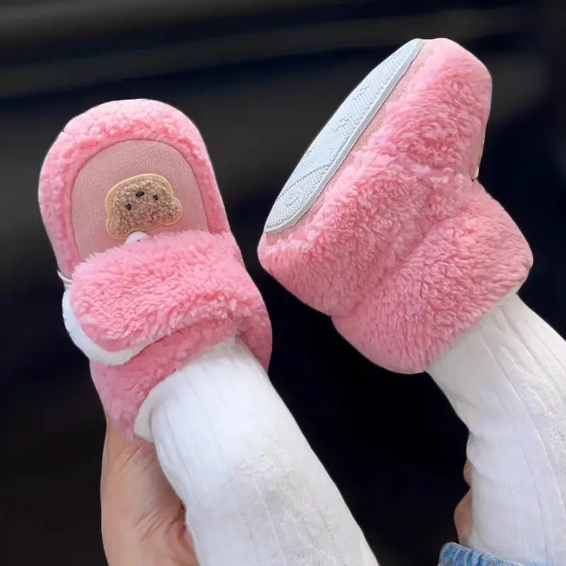 Winter Thickened Newborn Baby Shoes Soft Rubber Sole Walking Shoes Warm 0-1 Year Old Non-Slip Anti-Fall Fleece-Lined Cotton Shoes