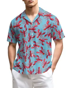 Red Lobster Hawaiian Shirt for Men Women, Seafood Lover Gifts, Beach Hawaii Shirt, Tropical Men Short Sleeve Shirt, Button Down Summer Short Sleeve