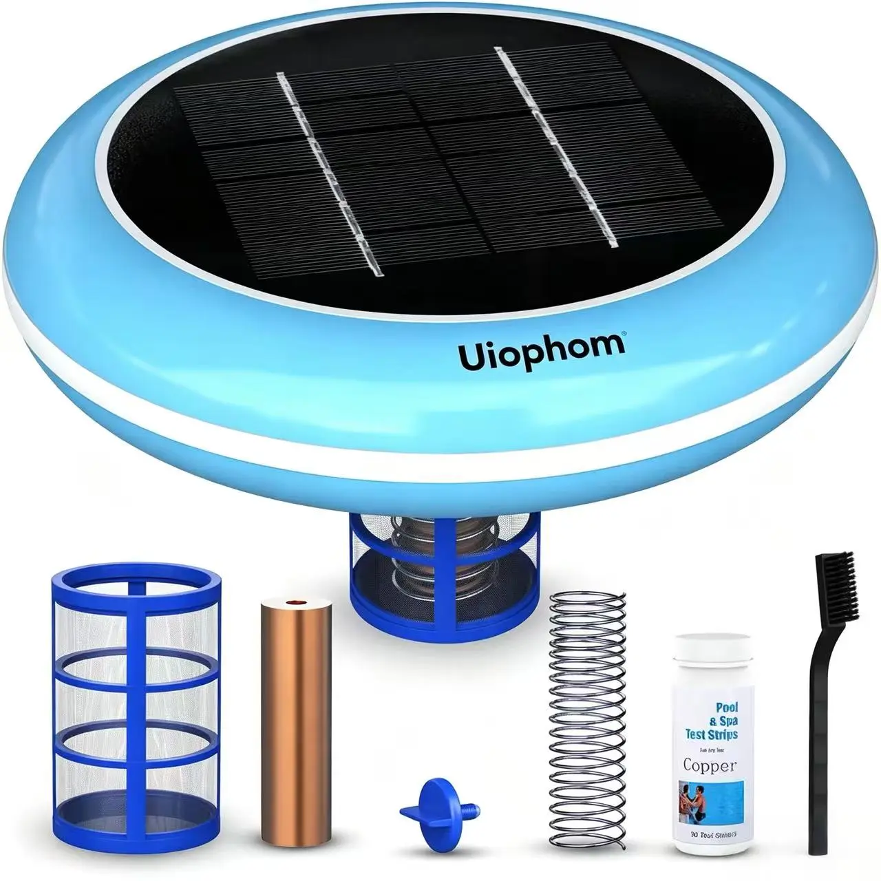 Solar Pool Ionizer – Floating Cleaner,Copper Pool Ionizer for Above Ground & Inground Pools up to 45,000 Gallons – Solar Powered Pool Ionizer System,pools for backyard，outdoor,BLUE