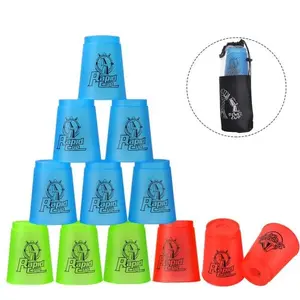 DEWEL Stacking Cup Game with 15 Stack Ways, 12pcs Cup Stacking Set, Sport Stacking Cups with BPA-Free Material, Classic Family Game, Great Gift Idea for Stack Games Lover.(Multi-Colored)
