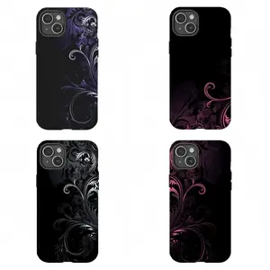 Gothic Baroque Swirl Phone Case Set, Dark Purple/Pink/Black Ornate Floral Art Cover For iPhone 11 12 13 14 15 16 17 Pro Max For Samsung S26 S25 S24 S23 S22-Gift For Her/Him