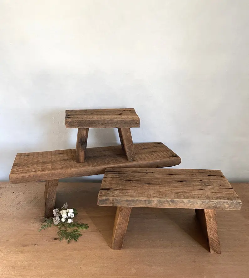 Rustic Barnwood Stool – Handmade Wood Stool – Farmhouse Decor Accent Stool