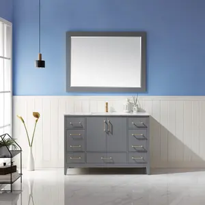 Altair Design Sutton 48" Single Bathroom Vanity Set in Gray and Carrara White Marble Countertop