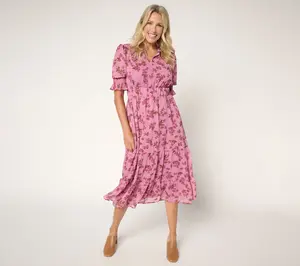 Ree by Pioneer Woman Regular Printed Tiered Puff Sleeve Dress