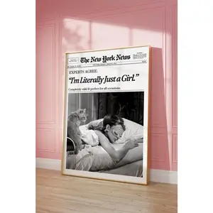 Trendy Newspaper Print, New York Wall Art, Retro Magazine Poster, Bathroom Wall Print, Girly Dorm Room Retro Decor