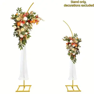 Metal Balloon Arch Stand Set, 2 gold arc frames in 6.2ft & 7.5ft. Sturdy background supports for wedding, birthday, anniversary, baby shower and various party floral & balloon decorations.