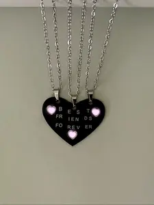 Night Glow Heart Shaped Necklace Best Friends Forever Necklace Set, Cute Friend Gift Jewelry, 3 Pcs/set, Perfect for Friends & Gifts
