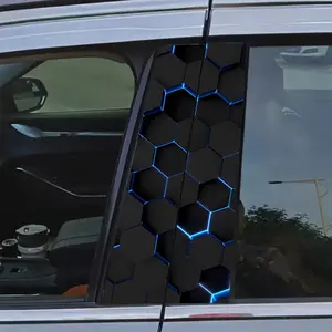 2pcs Science Fiction Themed B-Pillar Car Sticker, Durable Vinyl, Semi-Matte, Easy to Stick, No Glue Marks, Waterproof, Hexagonal Honeycomb Pattern, Self-Adhesive, Disposable, for Plastic, Glass And Metal Surfaces