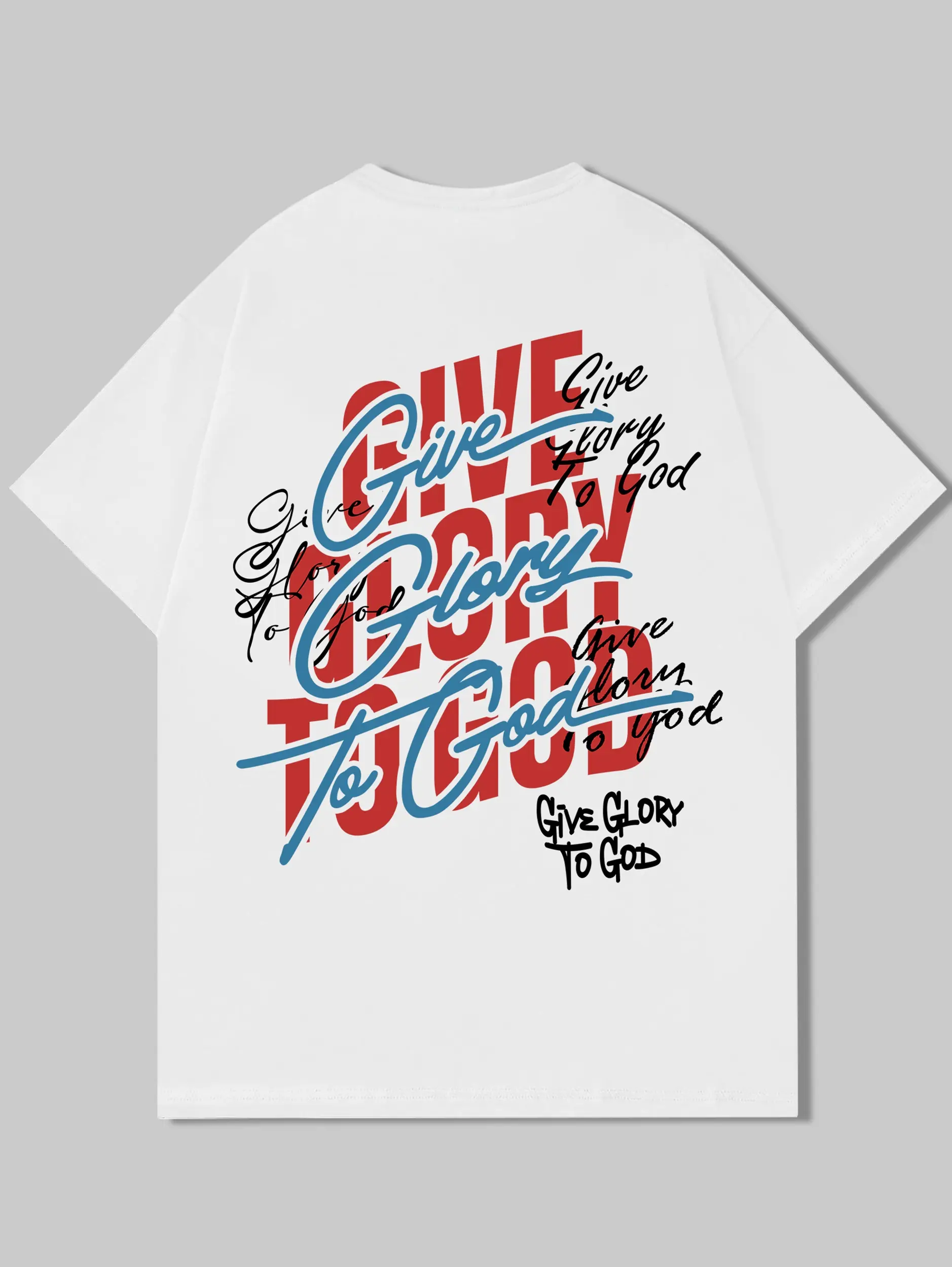 Men's Give Glory to God Trendy Slogan Print Fashion T-Shirt