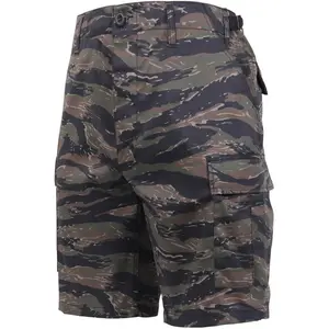 Tiger Stripe Camouflage - Tactical Cargo BDU Shorts - Polyester Cotton Twill - Button Fly