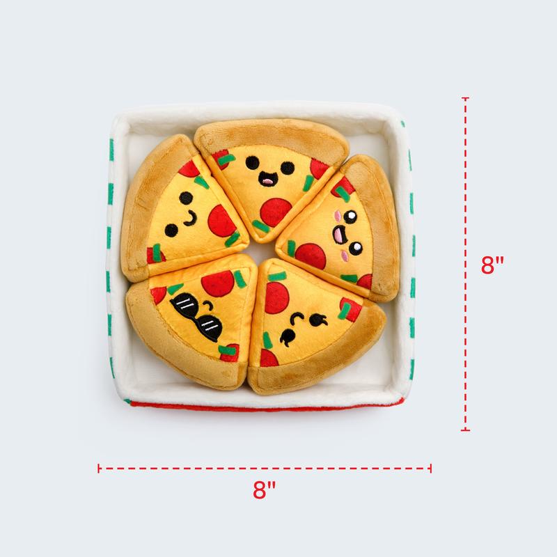 Emotional Support Pizza - 5 Soft & Fluffy Plush Slice Toys in Box Funny Cute Gift for All Ages V-day Presents Kids Classrooms