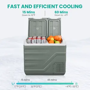 Alpicool NHM Portable refrigerator 41QT(39L), Dual Doors Dual Controls, 12V Portable Freezer, SUV RV Car Gadget For Camping and Travel Outdoors