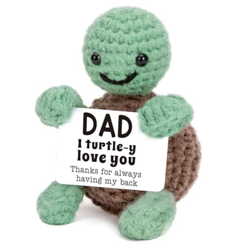 Mini Funny Turtle Fathers Day Dad Gifts from Daughter Son Wife, Birthday Gift for Dad Father Daddy Presents, I Love You Small Cute Stuff Things, Handmade Emotional Positive Crochet Turtle
