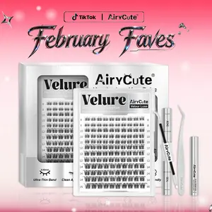Velure | AiryCute Velour Luxe Collection Upgrade U Lashes with Ultra-Dense, Waterproof, Long-Lasting Lashes | Venus | Natural Daily | Beginner-Friendly DIY Lashes for a Flawless, Voluminous Look | Trendy & Must-Have Clusters