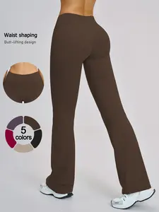 Women's Sporty Long Pants with Wide Waistband, 3D Fit for Butt Lifting and Leg Slimming, Breathable Stretch Fabric, Comfortable and Durable