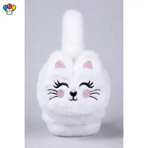 HER-Girls Cat Ear Muffs Winter Plush Warm Earmuffs for Kids Cute Outdoor Ear Protection Soft Fleece Lined Ear Covers