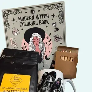 Themed Coloring Book Bundle with 1 Coloring Book 1 Pack of Color Pencils Coffee Mug Fuzzy Socks Bookish Tote Bag Pencil Bag 2 Hot Chocolate Packets