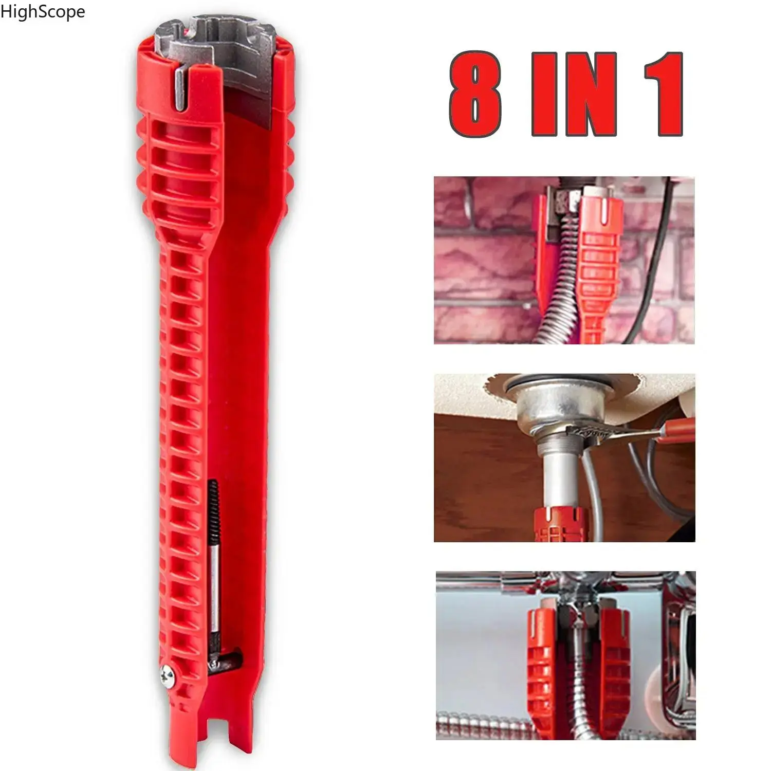 8-in-1 Under Sink Faucet Wrench, Multifunctional Plumbing Tool for Home Sink, Pipe, and Water Line Installation and Repair, Under Sink Wrench Faucet Tool