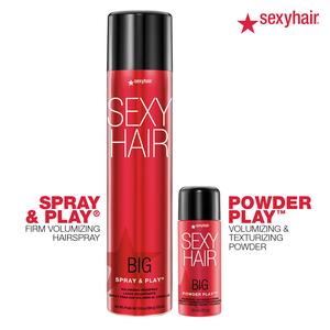 SexyHair Big Powder Play Volumizing & Texturizing Powder and Volumizing Hairspray Bundle| Root Lift for Medium to Coarse Hair | No White Residue| Unisex Hair Volume Powder | Up to 72 Hour Humidity Resistance | All Hair Types | Fragrance-Free & Talc-Free