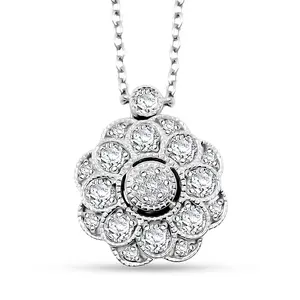 Clarte Petunia Collection Moissanite 0.85 ctw Necklace in Sterling Silver 18 Inches Christmas Gifts
