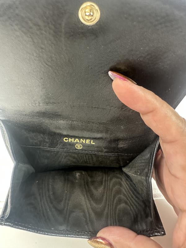 Pre-owned CHANEL Leather Small Leather Goods Bifold Wallet Black Caviar with Coco Brand 200 4
