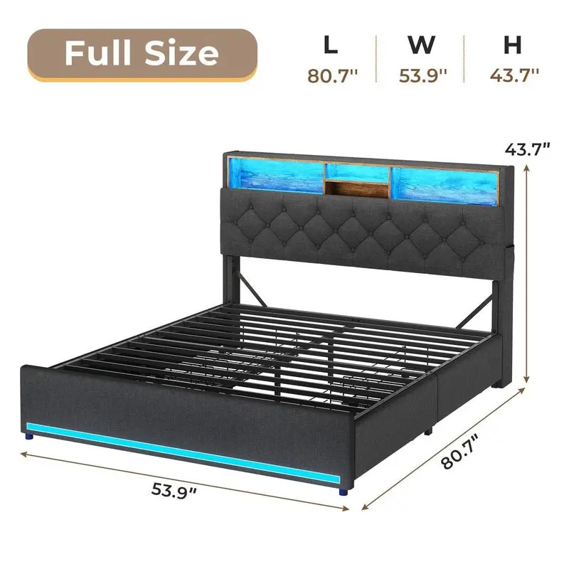 Full Bed with 4 Drawers