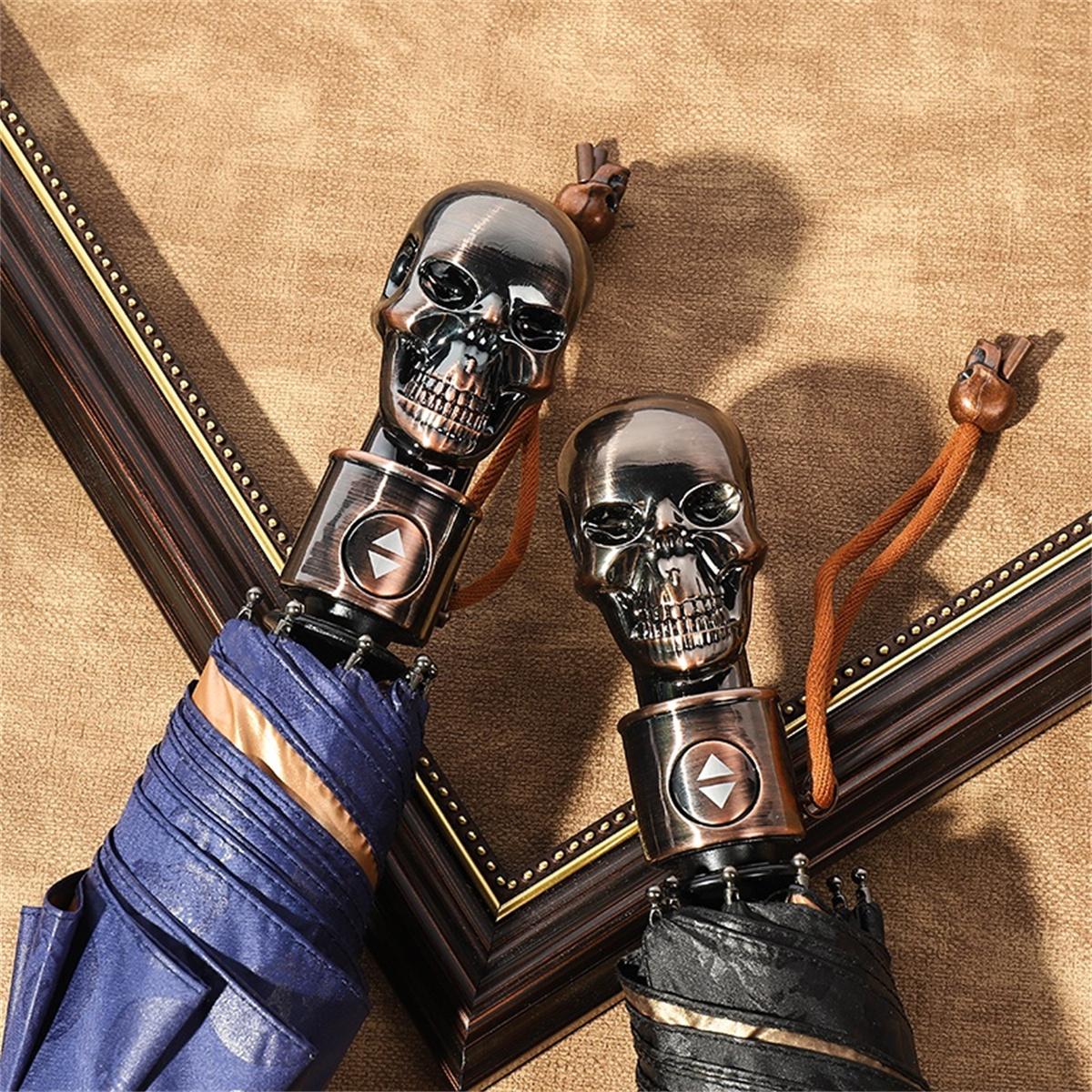 Personalized Creative Skull Handle Umbrella Windproof Waterproof Rainproof Large Surface Business Umbrella for Men and Women Multiple Specifications Available