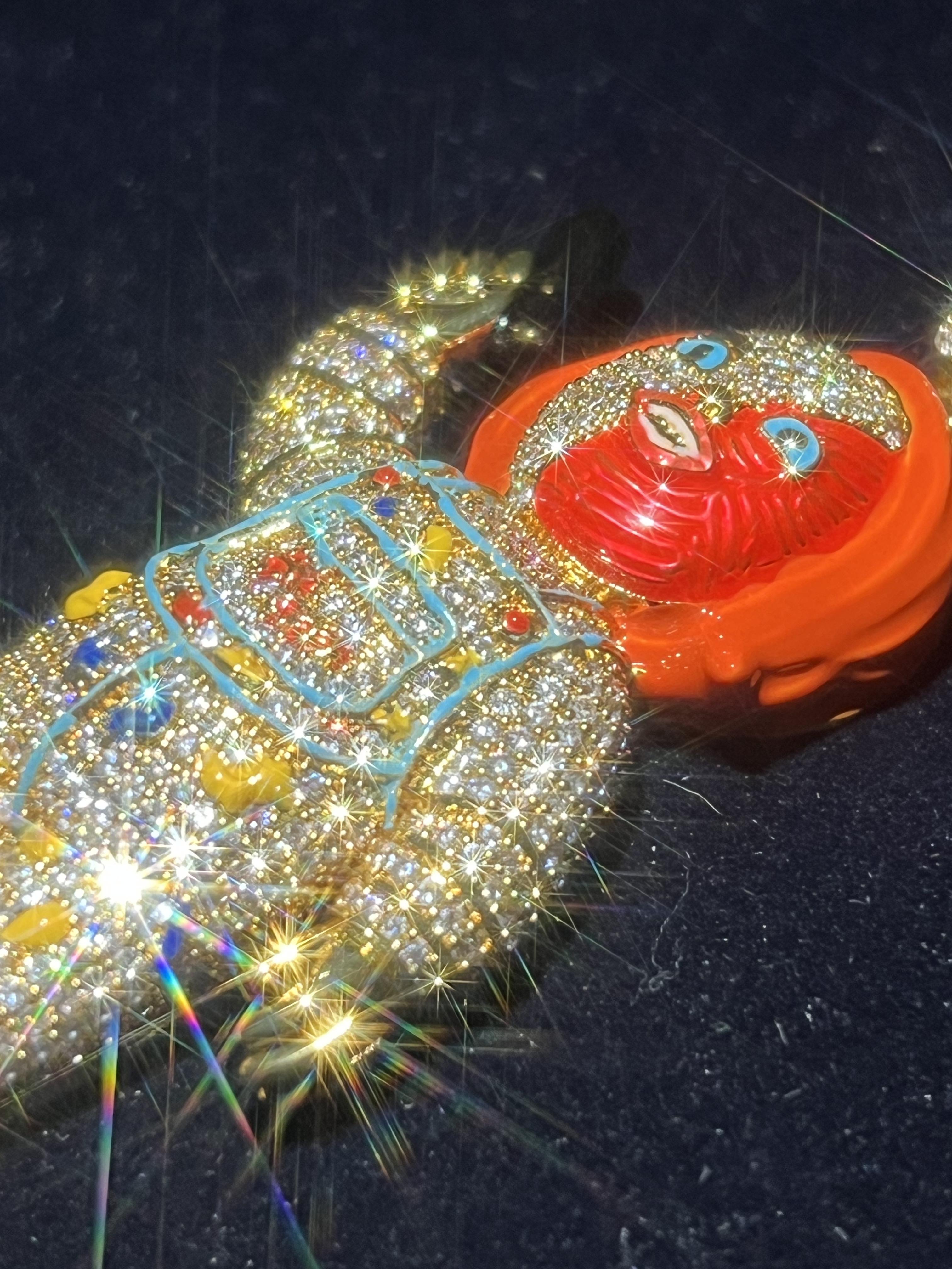 Custom Hip-Hop 3D Clown Doll Face VVS Ice Diamond Hip-Hop Men's Pendant Enamel Character Design Charm 14k Gold-Plated Luxury Fashion Jewelry Father's Day Mother's Day Gift