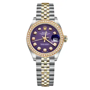Rolex Lady-Datejust 26 Two-Tone 18K Gold & Steel Aftermarket Purple Diamond Dial & Diamond Bezel 69173 WHP040395