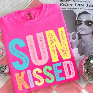 Comfort Colors Sun Kissed Tshirt, Neon Trendy Summer Shirt, Summer Shirt, Distressed Beach Tee, Summer Vibes Tee, 2025 Trendy Women's Shirt