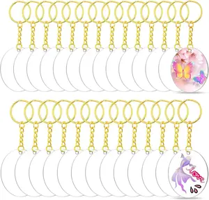 108 Pcs Gold Acrylic Keychain Blanks, Blank Keychains for Vinyl Kit Including 36pcs Acrylic Ornament Blanks, 36pcs Gold Key Chain Rings and 36pcs Jump Rings for DIY Keychain, Crafting and Vinyl