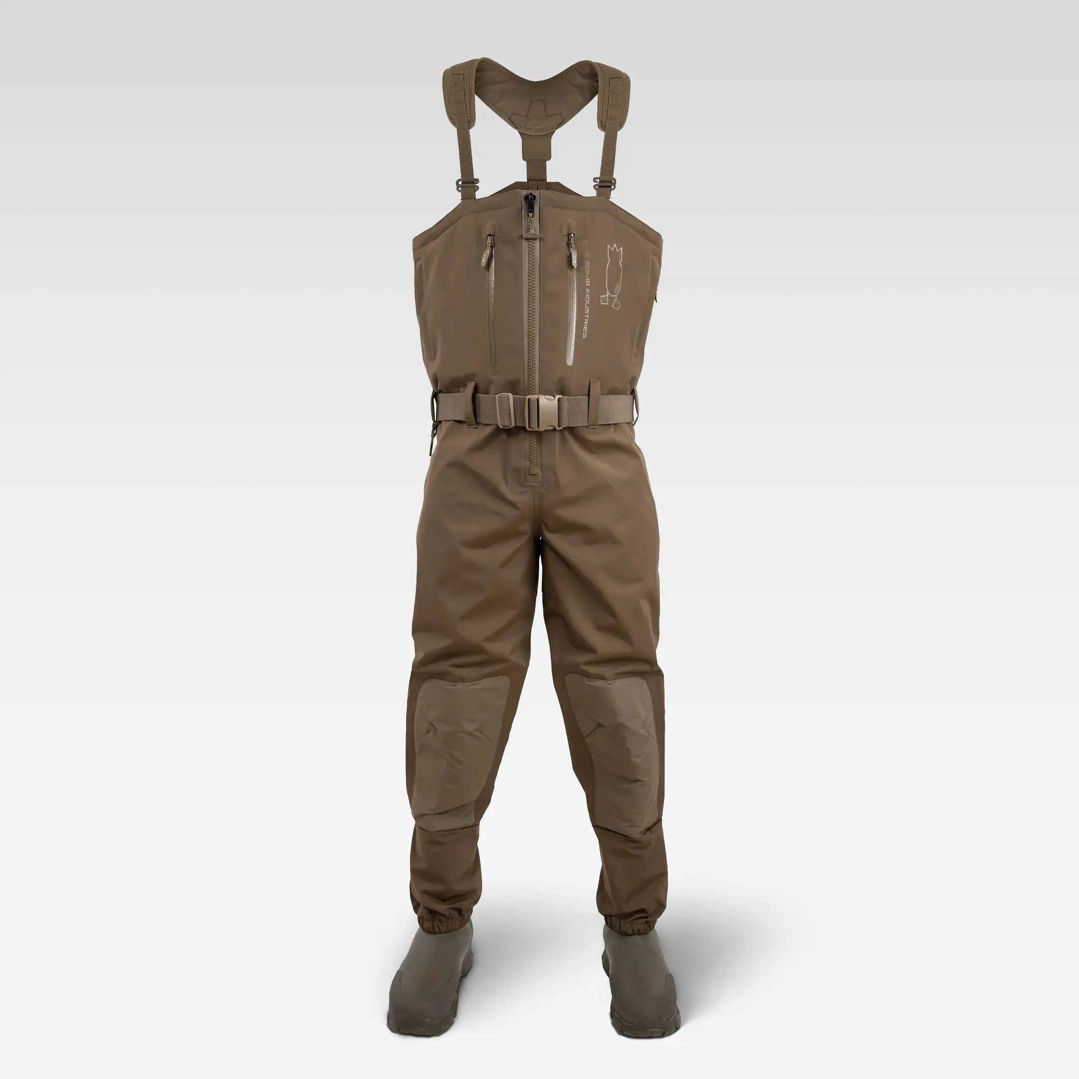 Dive Bomb Industries DB Zip Duck Hunting Waders, 1200g, Built for Duck Hunting and Fishing, Flexible Straps Keep Shoulders Free, Magnetic Stash, Mudshedding Tread