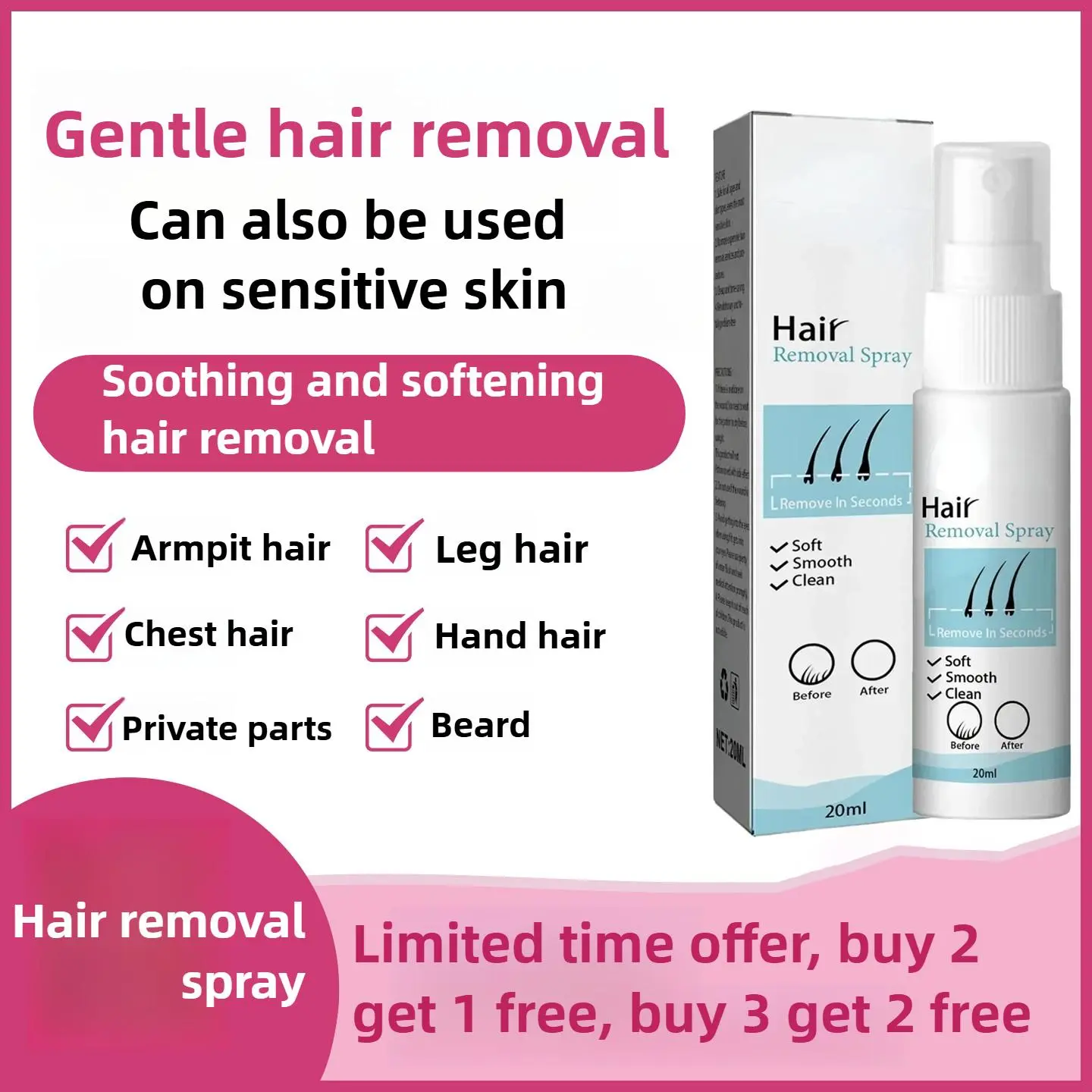 Hair Removal Spray Painless Hair Care Products for Ladies Armpit Legs Arms Body Health Painless Hair Remover for Men Woman New
