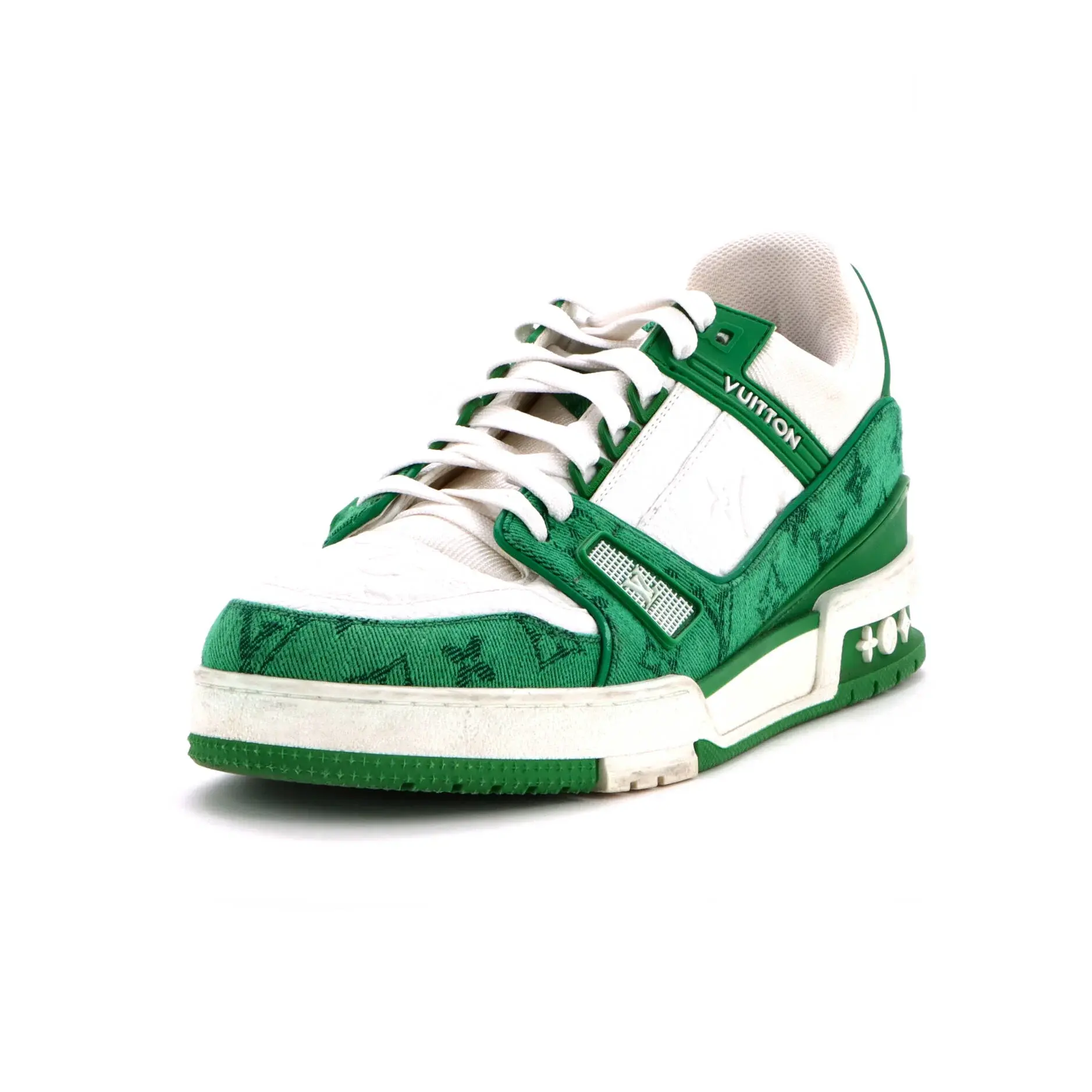 Pre-owned Louis Vuitton Men's LV Trainer Sneakers Monogram Empreinte Leather and Monogram Denim by Rebag