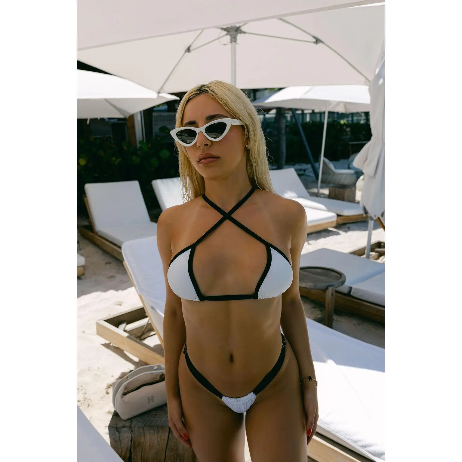 Vilena Rio Bikini Set – Black & White Brazilian Cut Swimwear
