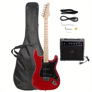 ST Electric Guitar - Red & Black Pickguard, 6-String Full-Length, Durable Construction, Ergonomic Design for All Skill Levels, Perfect for Beginners & Pros, Electric Guitar for Beginners, Professional Music Gear, Classic Guitar Design, Quality Craftsmans