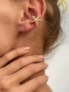 Single Starfish Ear Clip, Elegant Geometric Design, Minimalist Trendy Jewelry Gift for Fashion Lovers & Collectors