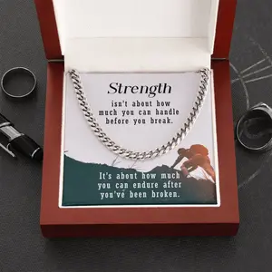 Cuban Link Chain Necklace in Silver or Gold - Gift for Him, Husband, Son, Boyfriend, Godson, Meaningful Message Card Inside