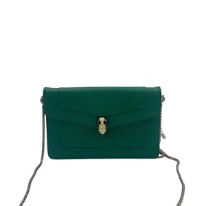 Pre-owned Bvlgari france Shoulder Bags Serpenti Forever Series Green Small Snake Head WOC Chain Wallet hz50366